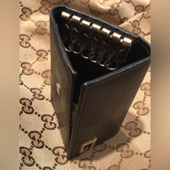 Gucci Square "G" Logo Black Leather Card/KEYS Walet Pouch Case - Picture 9 of 16